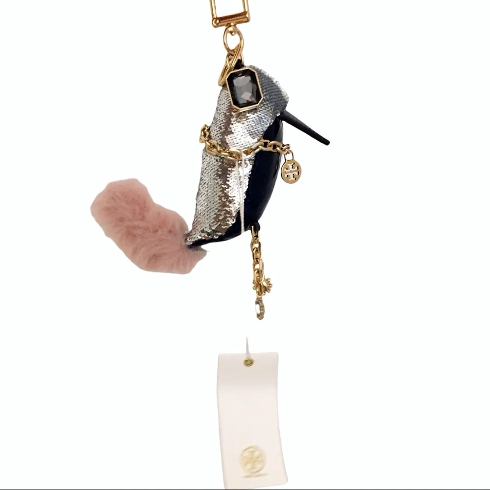 TORY BURCH Sequin Bird Key Ring Bag Fob
